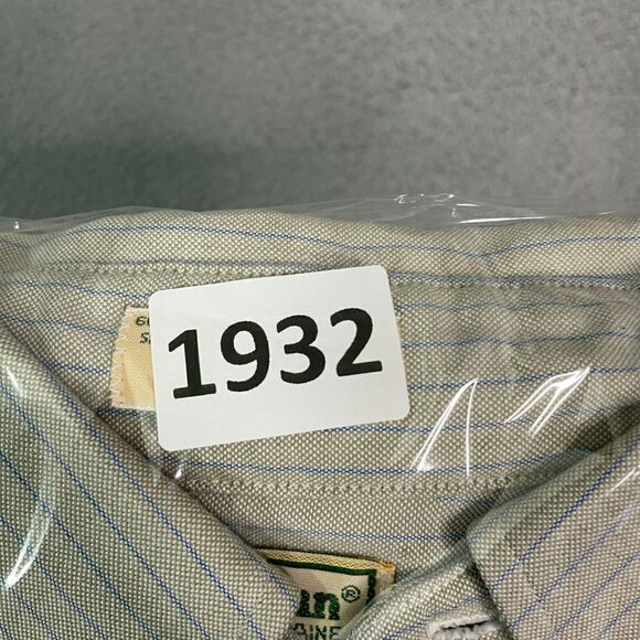 VTG L.L. Bean Shirt Men 16-32 Gray Striped Single Needle Tailored LS Button Down - Picture 11 of 11